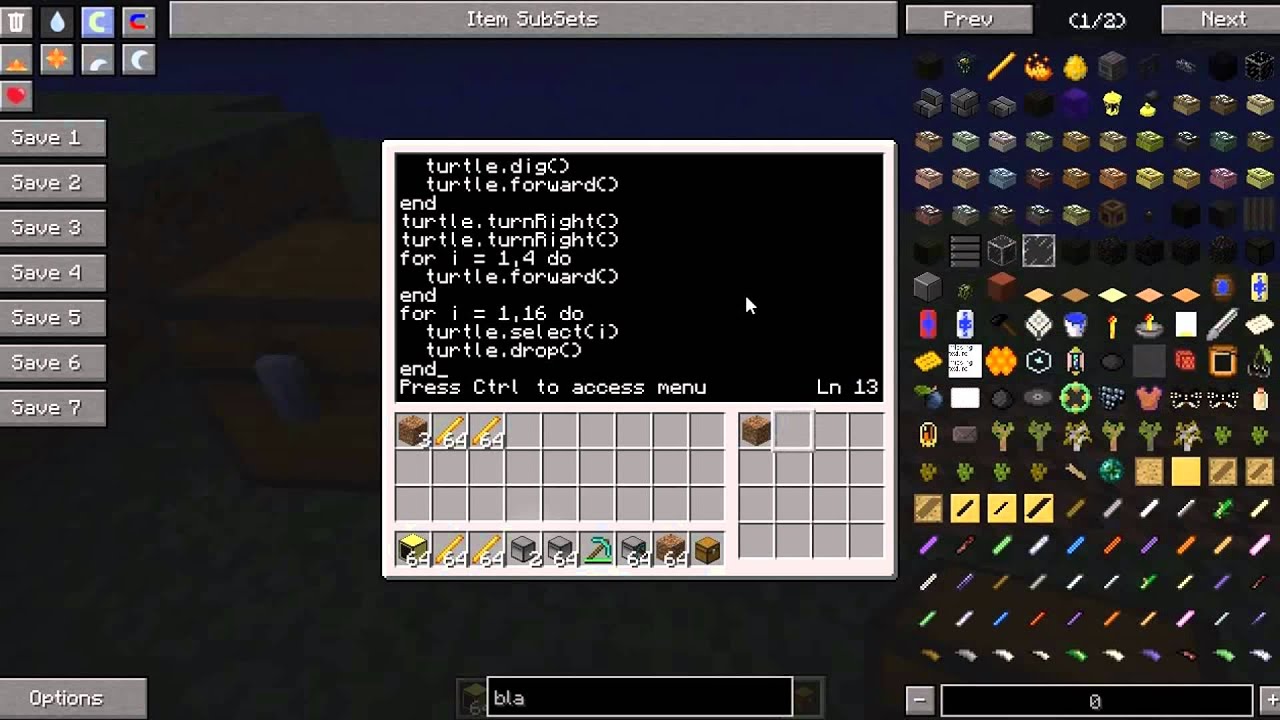 Учебное пособие ComputerCraft: 7 черепах