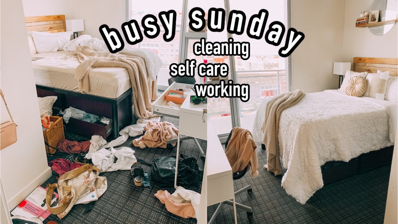 productive sunday | cleaning, self care day, working