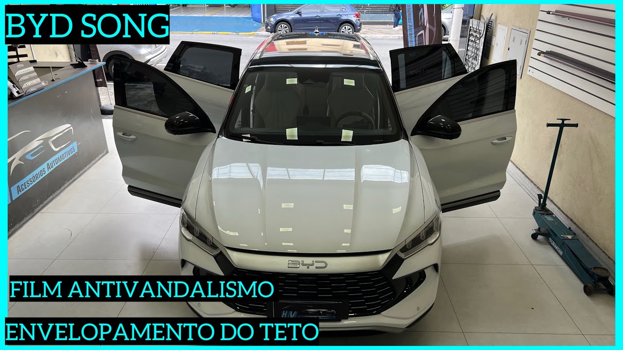 BYD SONG , envelopamento do teto e dos retrovisores, película de segurança 