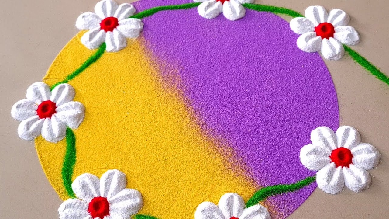 Simple, Easy Rangolis For Diwali Festival | Easy Rangoli for Diwali | flowers rangoli | Rangolis