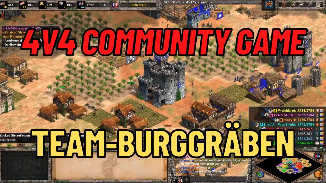 4v4 Community Spiel auf Team-Burggräben | Age of Empires 2 Definitive Edition
