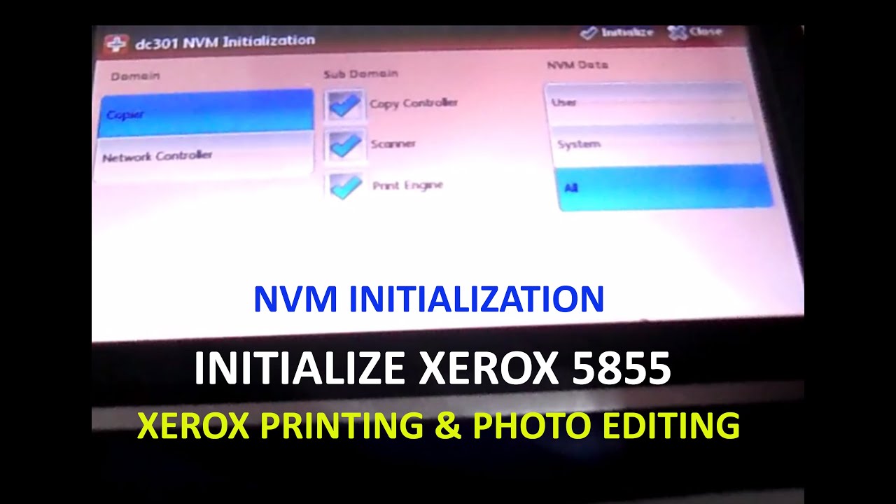 xerox 5855 restore factory setting | how to initialize photocopier machine
