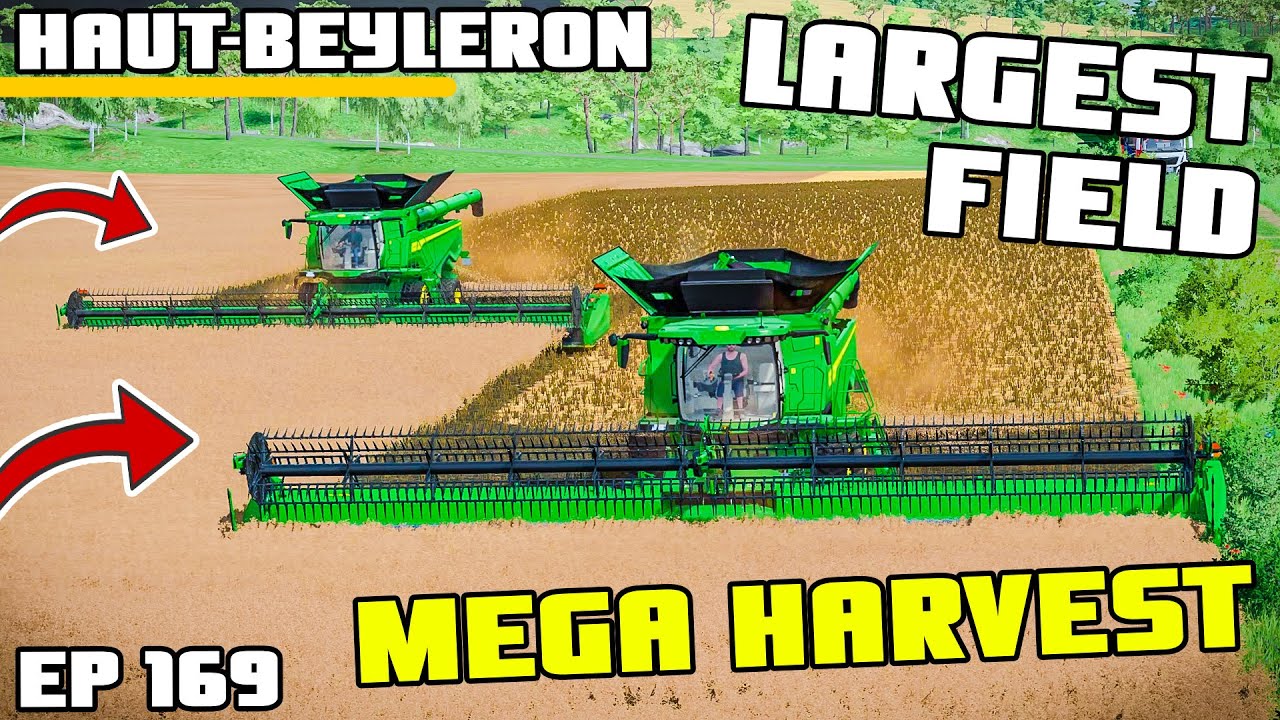 HARVESTING THE LARGEST FIELD! | Farming Simulator 22 - Haut-Beyleron | Episode 169