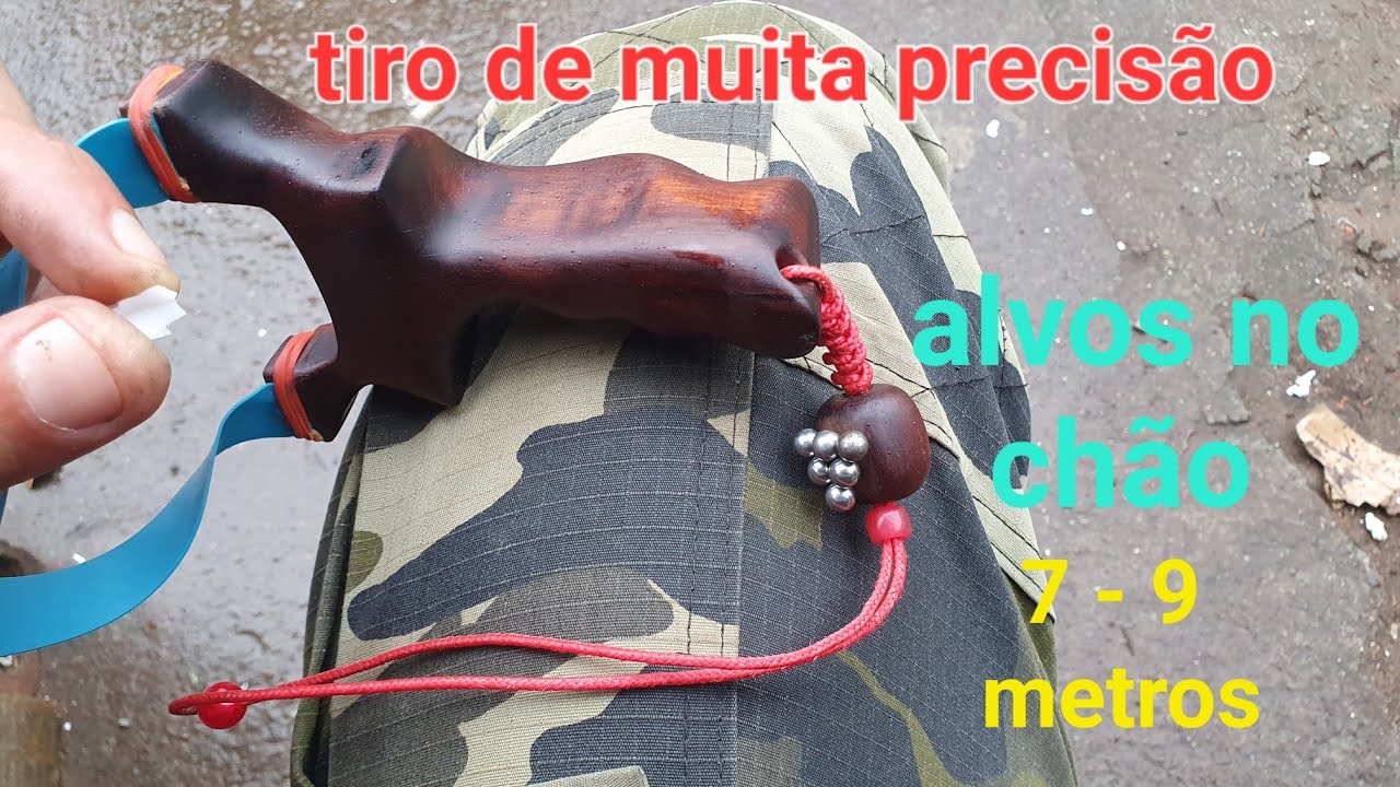 ESTILINGUE - Tiro de precisão e tiros na latinha - alvos no chão 7 a 9 metros