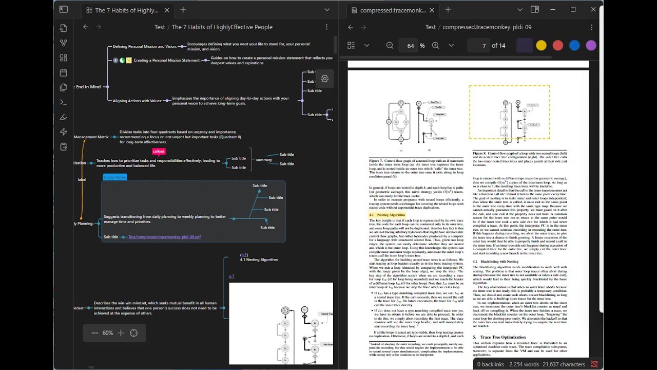 Obsidian markmind with pdf++ plugin to make annotation of pdf