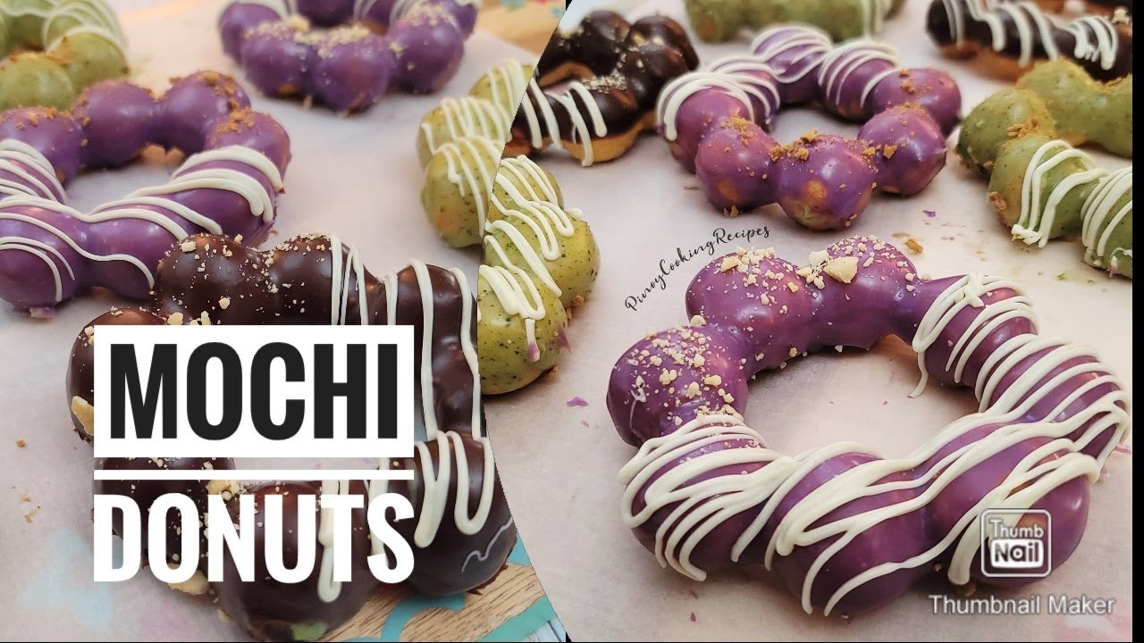 Mochi Donuts | No Yeast| Matcha, Ube & Chocolate Frosting