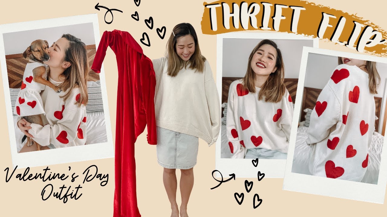 DIY Valentine's Day Outfit ♥️ EASY with NO-SEW OPTION | How To Use Heat N Bond | THRIFT FLIP |