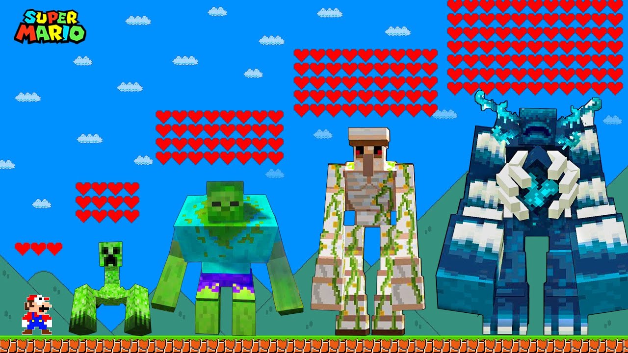 Super Mario Bros. But When Hearts Make Enemies in Minecraft Turn Immortal