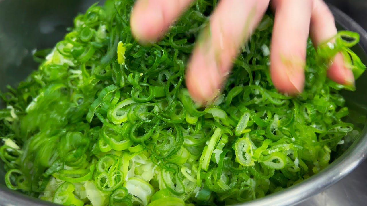 ねぎ麺　soft green leek with noodle.