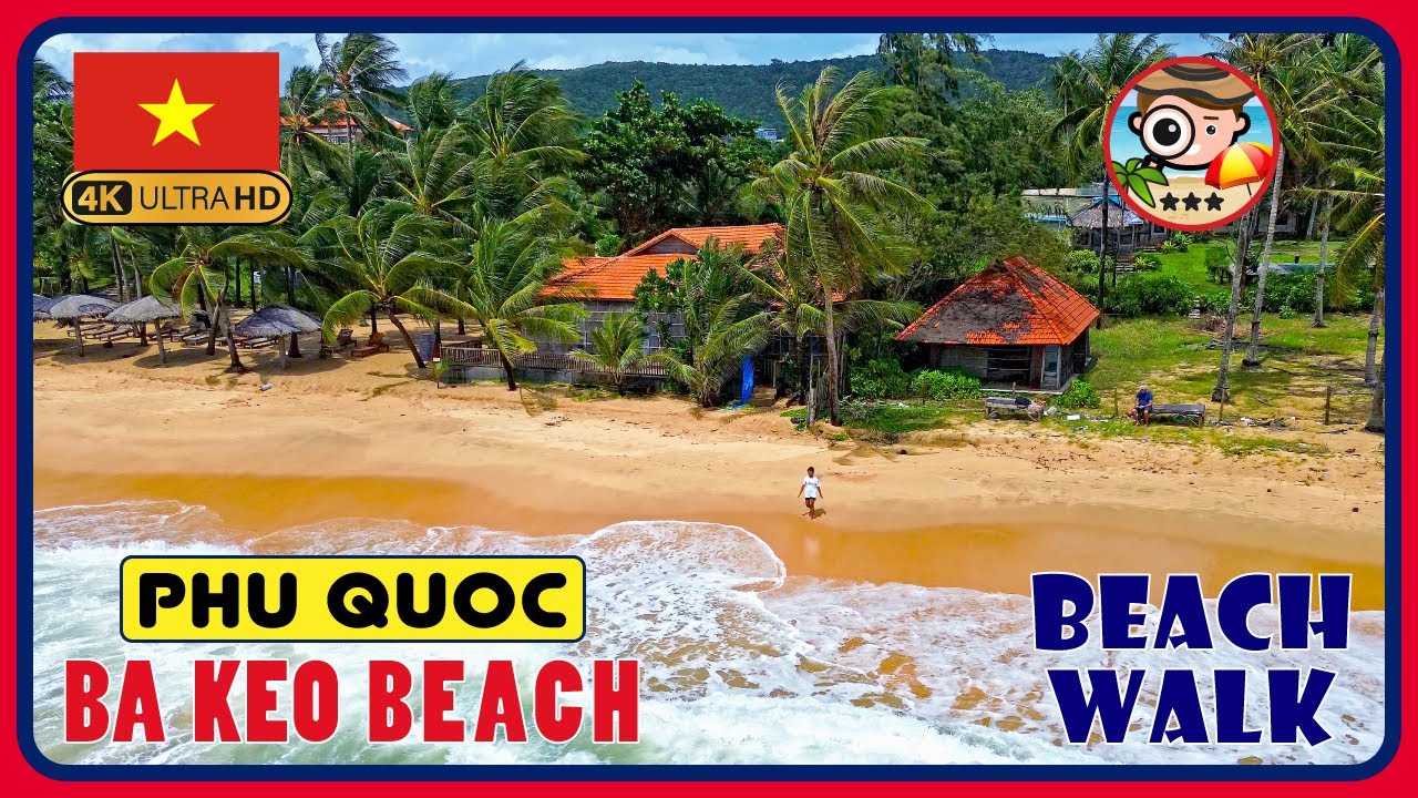 Ba Keo Beach Phu Quoc 🇻🇳 (Popular beach on the north side) 4K Walking Tour / 4K Beach Walk