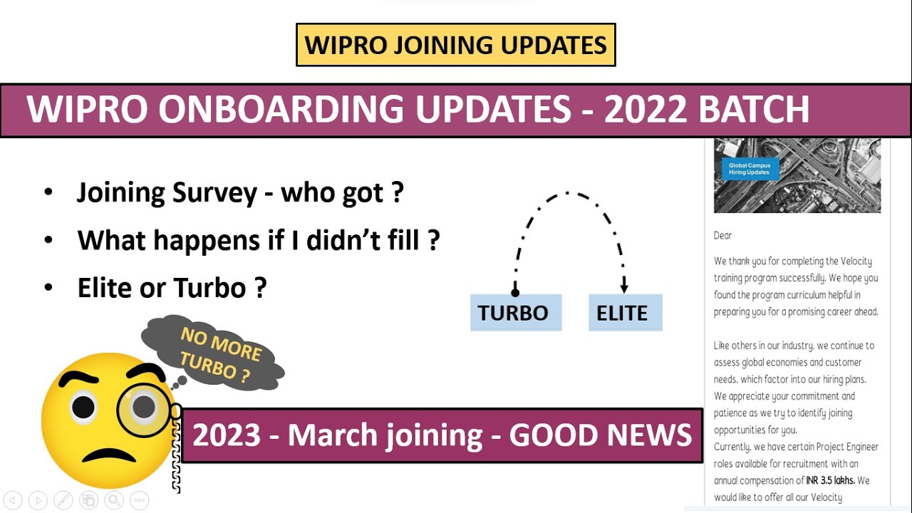 Wipro joining in March | elite or turbo | what if not filled the survey | wipro velocity program