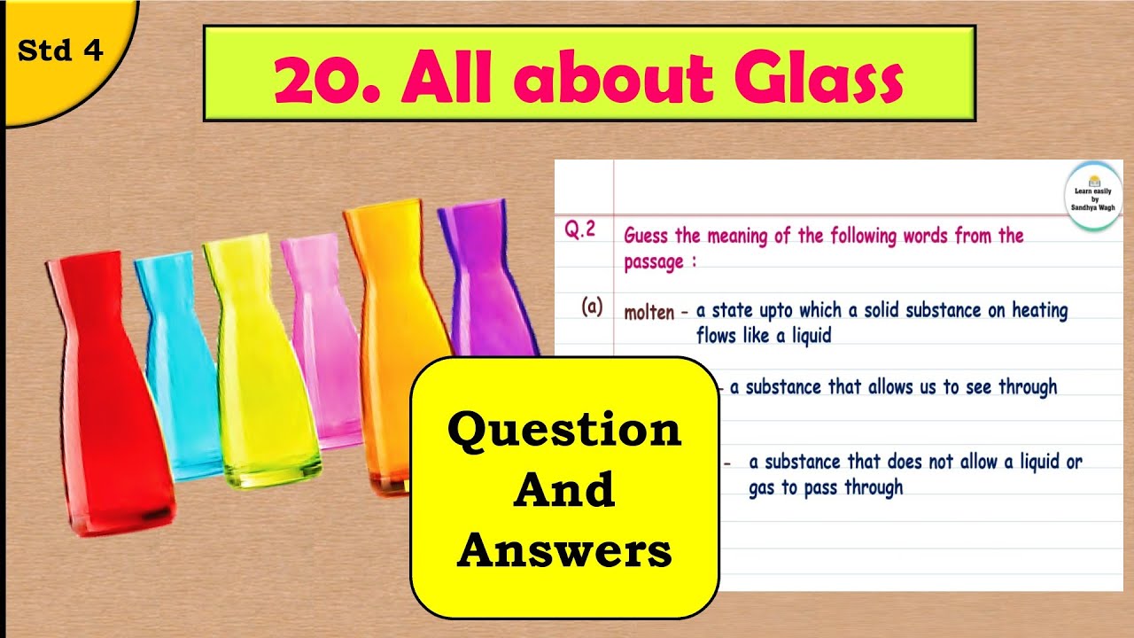 20. All about Glass | Question and answers | std 4 | English Balbharati