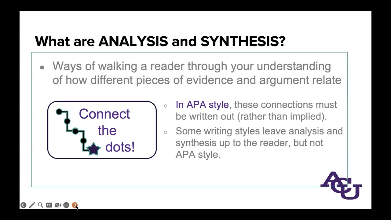 Beyond Summary: Adding Analysis and Synthesis to Your Writing | ACU Online Writing Center