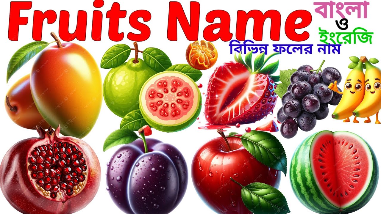 Fruits Name | Learning 20 Fruits Name in English for Pictures | বিভিন্ন ফলের নাম বাংলা ও ইংরেজিতে 
