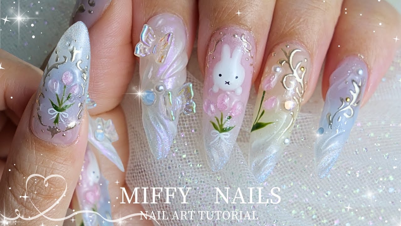Make Nails ASMR | Nail Art Tutorial | Cute 3D Nail Art | Japanese Style | Press-on Nails