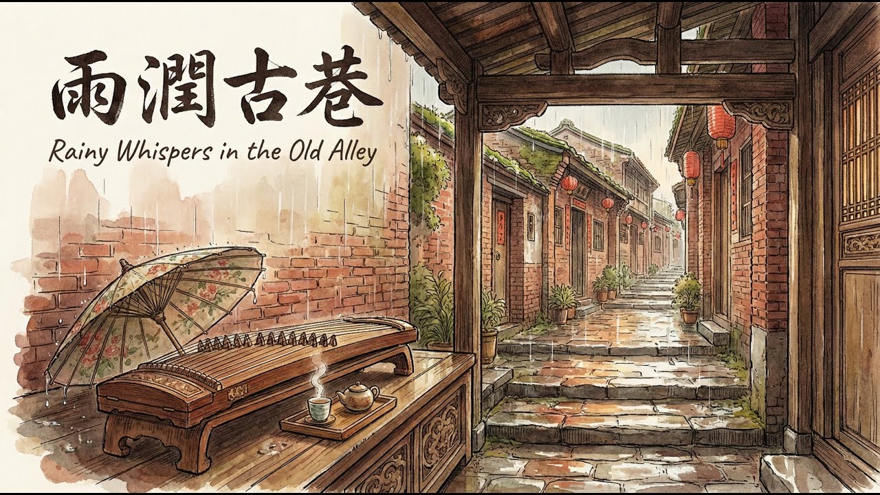 1 Hour Guzheng Music 🇹🇼 一小時古箏 | 雨潤古巷 Rain Alley | 懷舊 Nostalgia | Relax, Sleep, and Reading | BGM