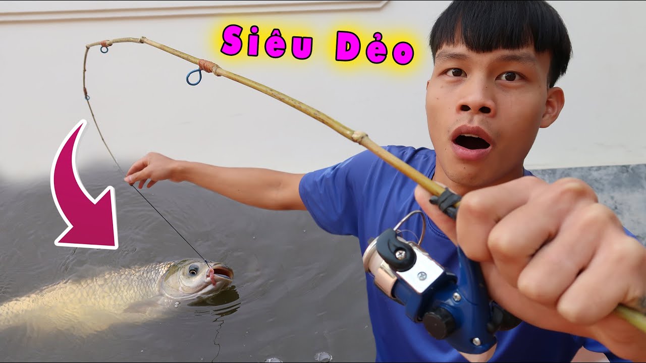 Chế tạo cần c&acirc;u mini si&ecirc;u dẻo | Đừng thấy nhỏ m&agrave; coi thường ( make a bamboo fishing rod) Lạ Vlog