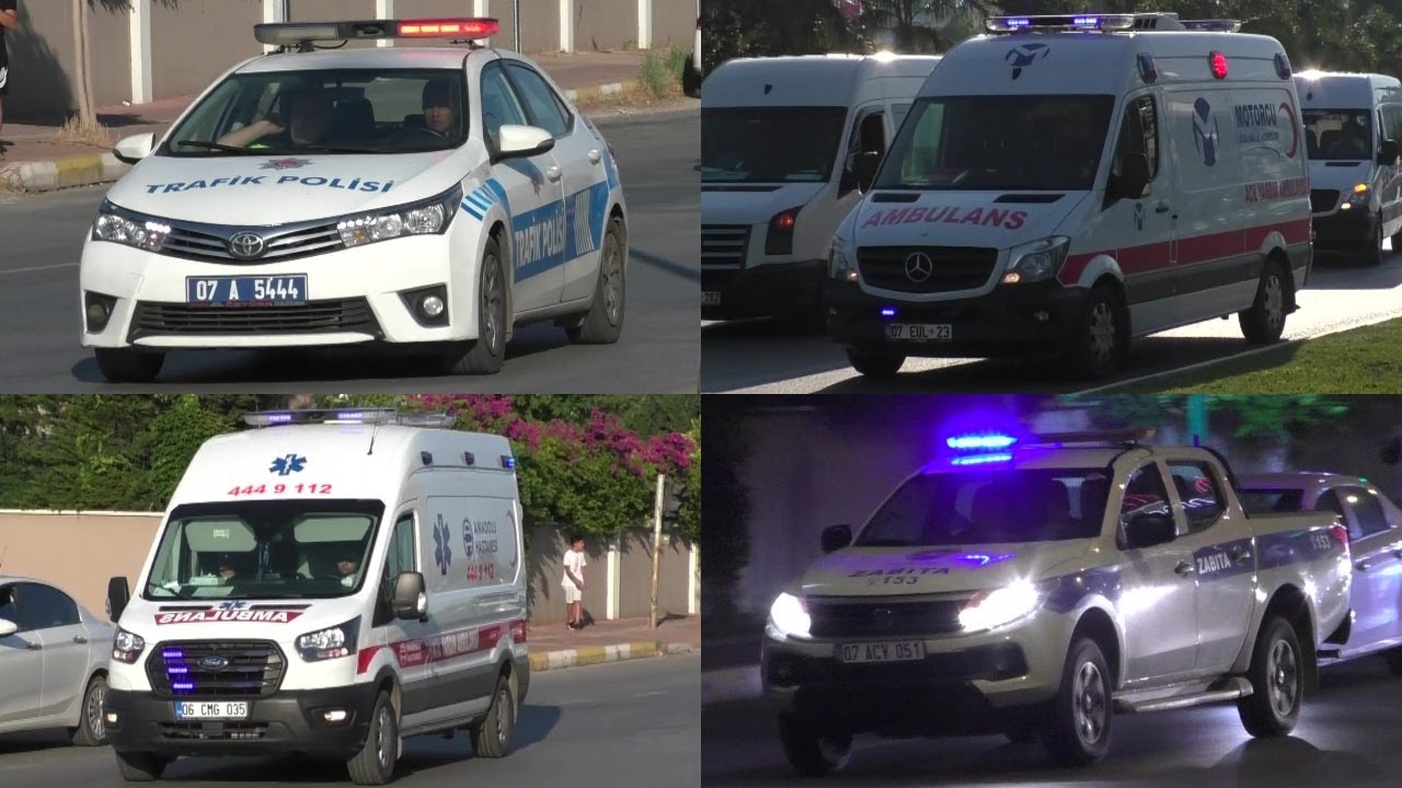 [WAIL/ E-HORN] Ambulances, Zabita and Traffic Police responding in Lara (Turkey)!