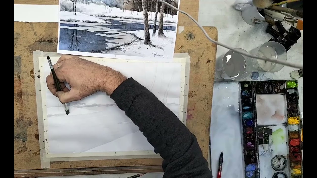1/2 Como pintar un paisaje nevado en acuarela. Estudiando a Batur Baslar. Por Joaquín Puertas 