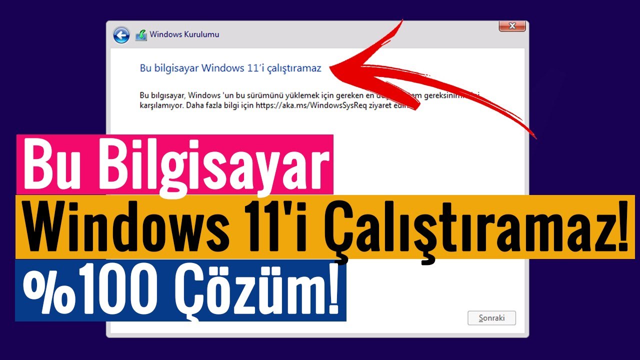 Bu Bilgisayar Windows 11'i &Ccedil;alıştıramaz Hatası ve &Ccedil;&ouml;z&uuml;m&uuml;!!!