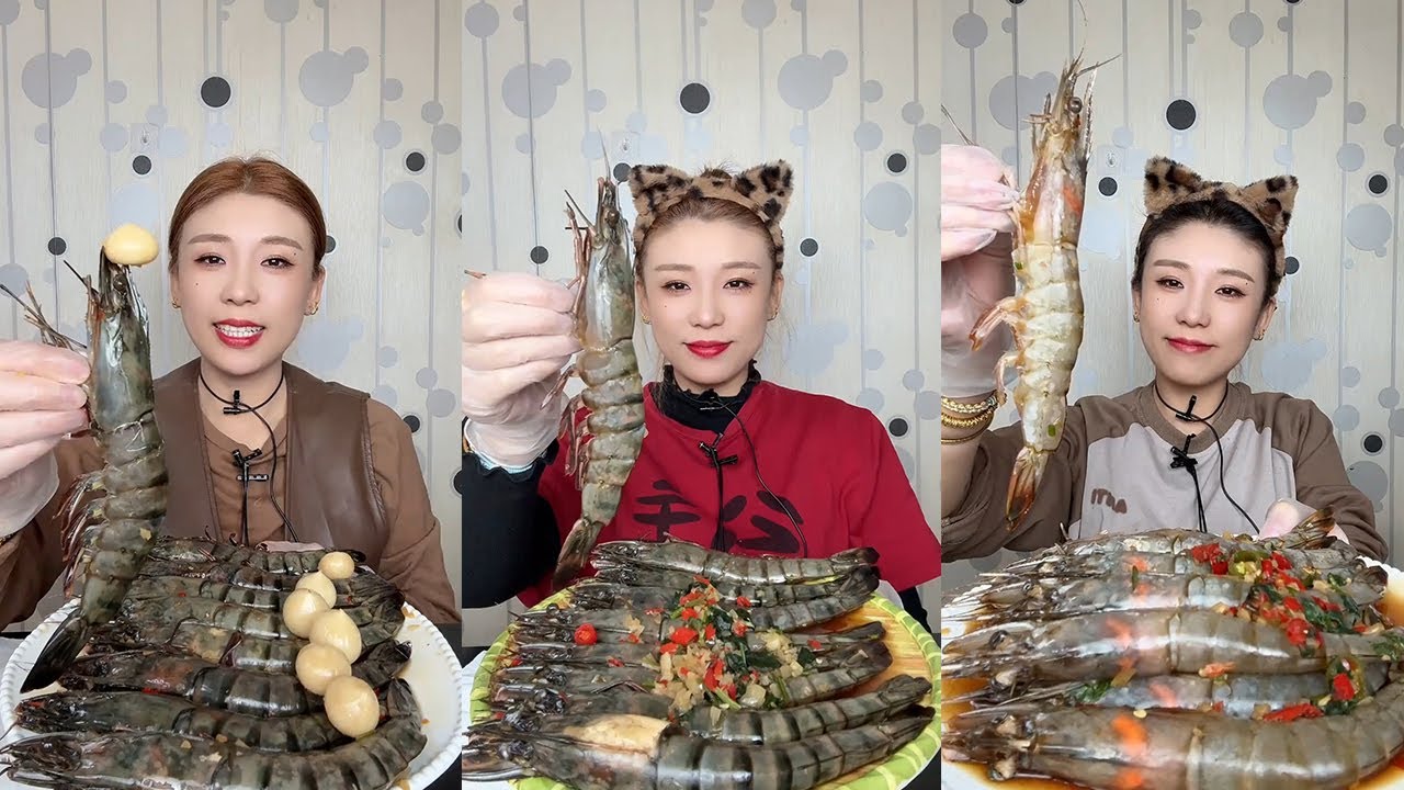 【Mukbang】Black Tiger Shrimp+Oriental Shrimp🦐🍋🌶🧄#Seafood#asmr#yummy