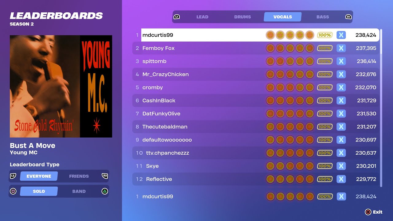 [Fortnite Festival S2] Bust A Move Expert Vocals 100% FC World Record
