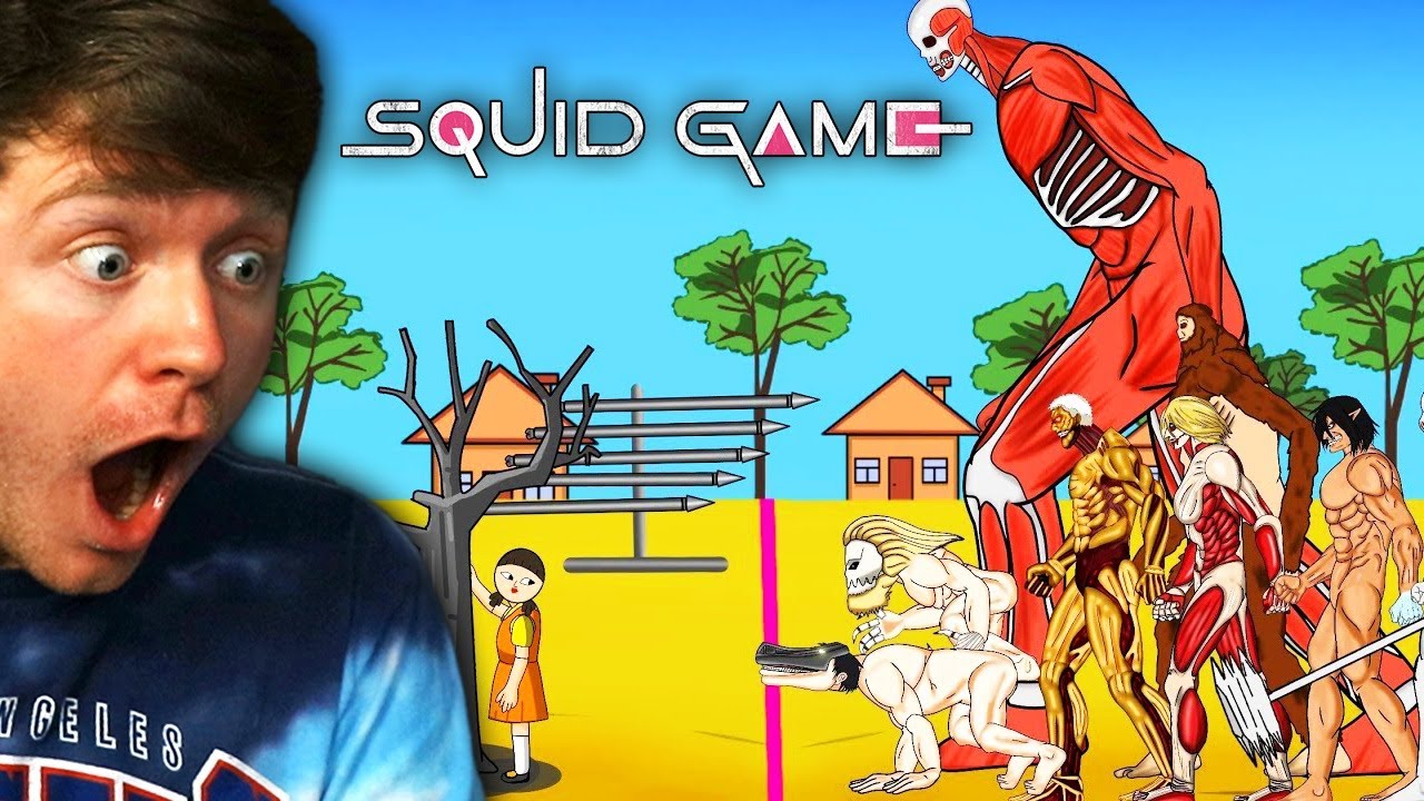 SQUID GAME but with ATTACK ON TITAN characters! (Reaction)