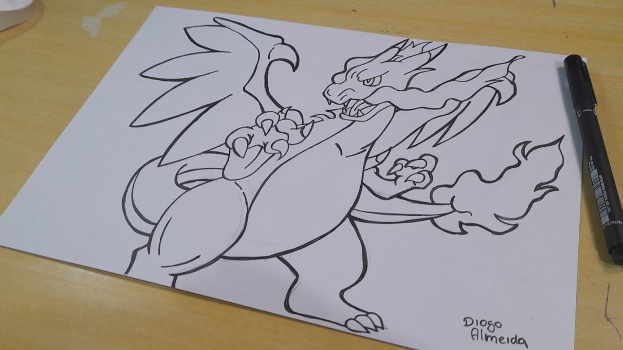 COMO DESENHAR a MEGA EVOLUÇÃO do CHARIZARD POKEMON passo a passo