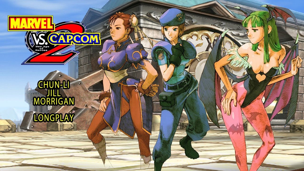Marvel vs Capcom 2 [Xbox 360] - Arcade Mode - Chun-Li, Morrigan & Jill