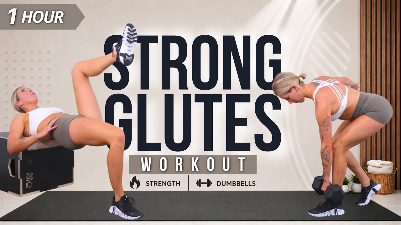 1 Hour STRONG LEGS GLUTES + CORE with DUMBBELLS | Strength & Muscle