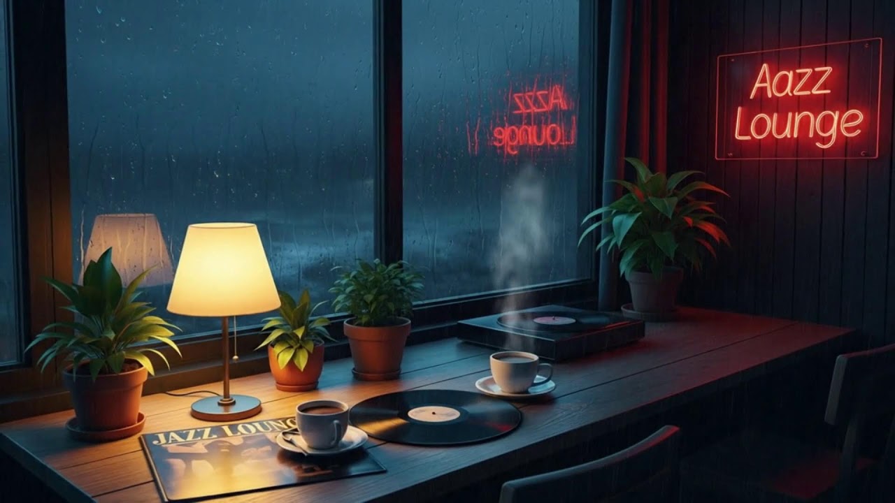 Thunder Night Cafe Jazz Rain Deep ｜ Relaxing Vibes ☕⚡🌙🎷🌧️💫💤