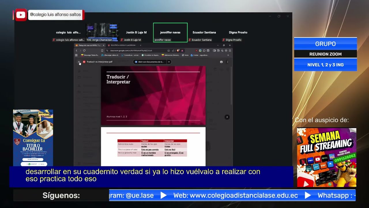 INGLES NIVEL 1, 2 Y 3  SEM 2 al 6 - MAR 2026