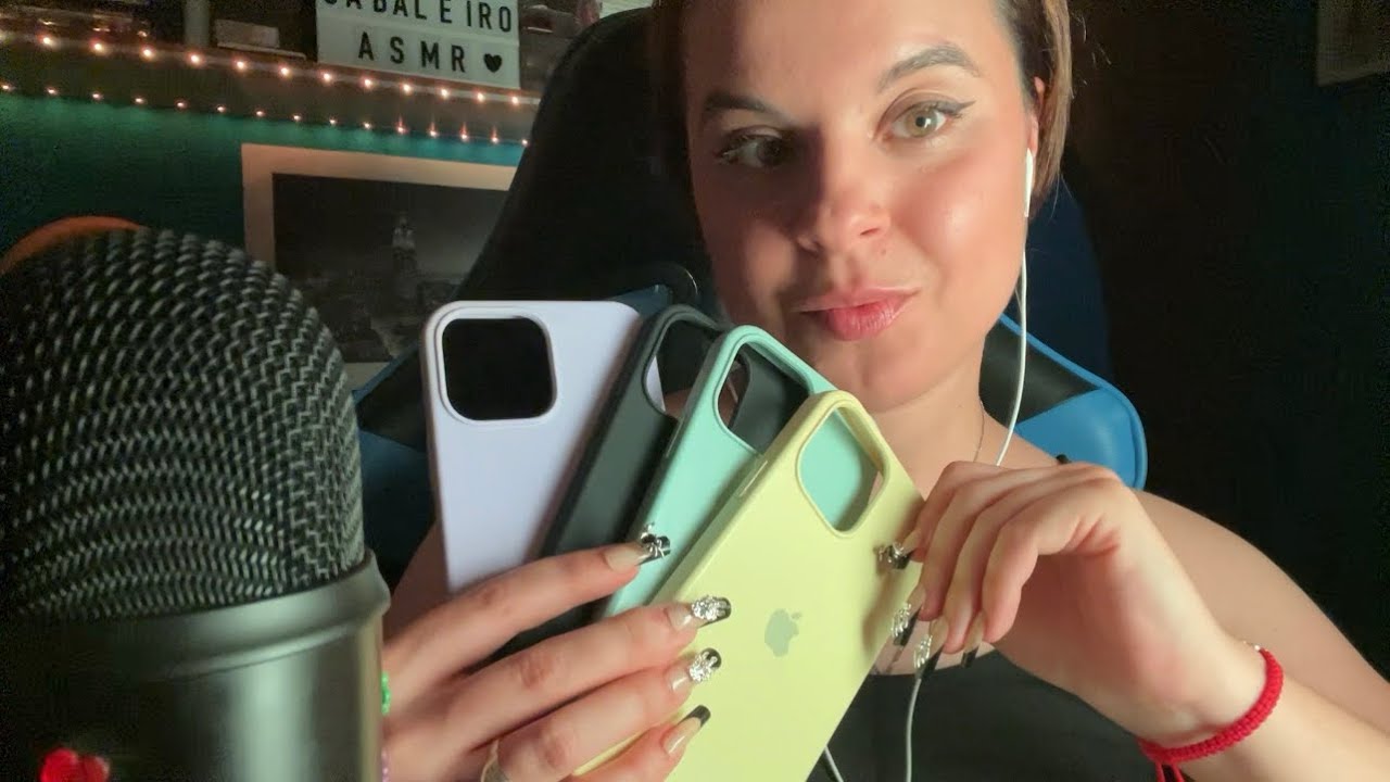 ASMR te enseño todas mis fundas de móvil ~ susurros, tapping, sonidos relajantes ♡