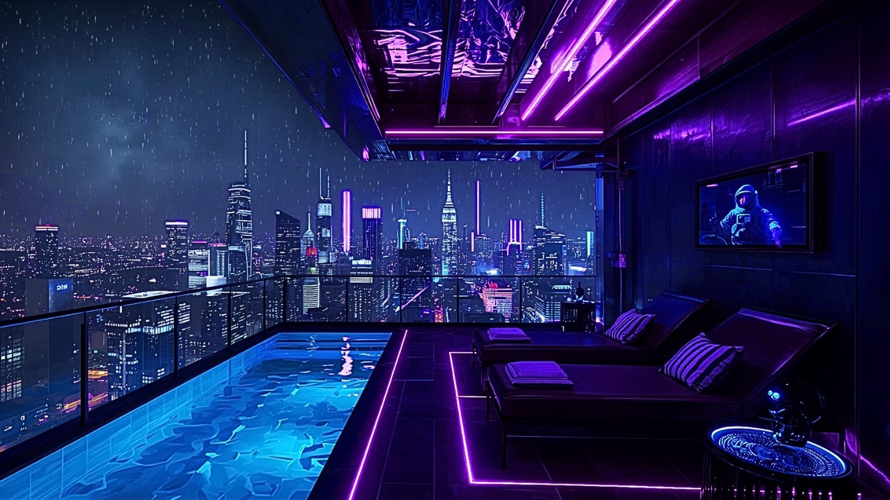 Rainy Neon Balcony 🌧️ Lofi Hip Hop Mix to Relax Your Mind [Chillhop / Lofi]
