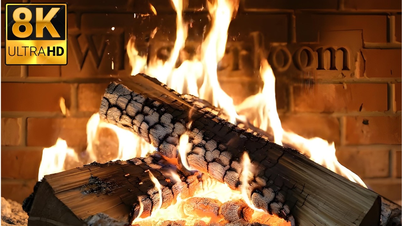 10-Hour Fireplace in Crystal-Clear 8K Ultra High Resolution | Crackling Fire Sounds  🔥