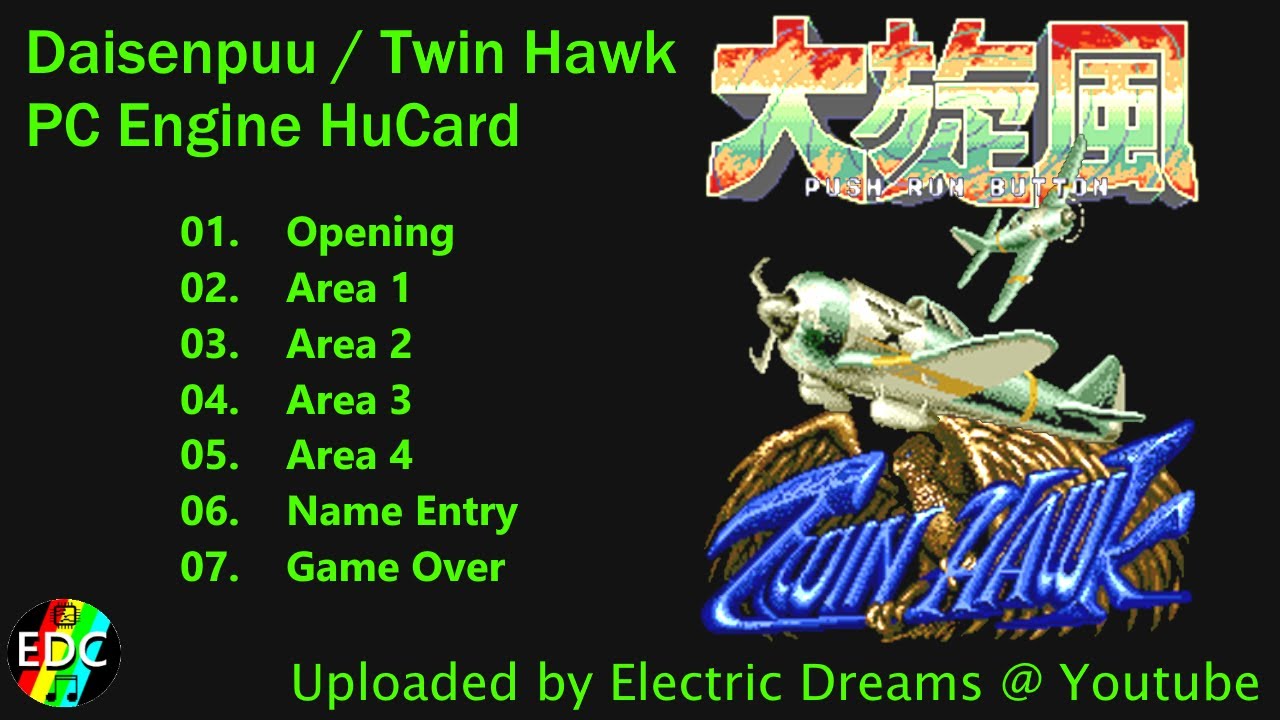 Twin Hawk / 大旋風 Daisenpuu - COMPLETE PC Engine HuCard OST Soundtrack  with track times