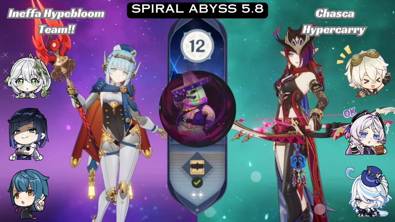 Spiral Abyss 5.8 Clear – Ineffa Hyperbloom + Chasca Hypercarry Showcase