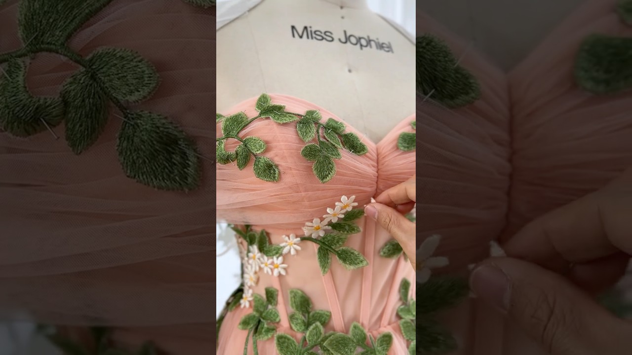 Making a corset off the shoulder peach midi dress #dress #sewing #prom #wedding #hautecouture