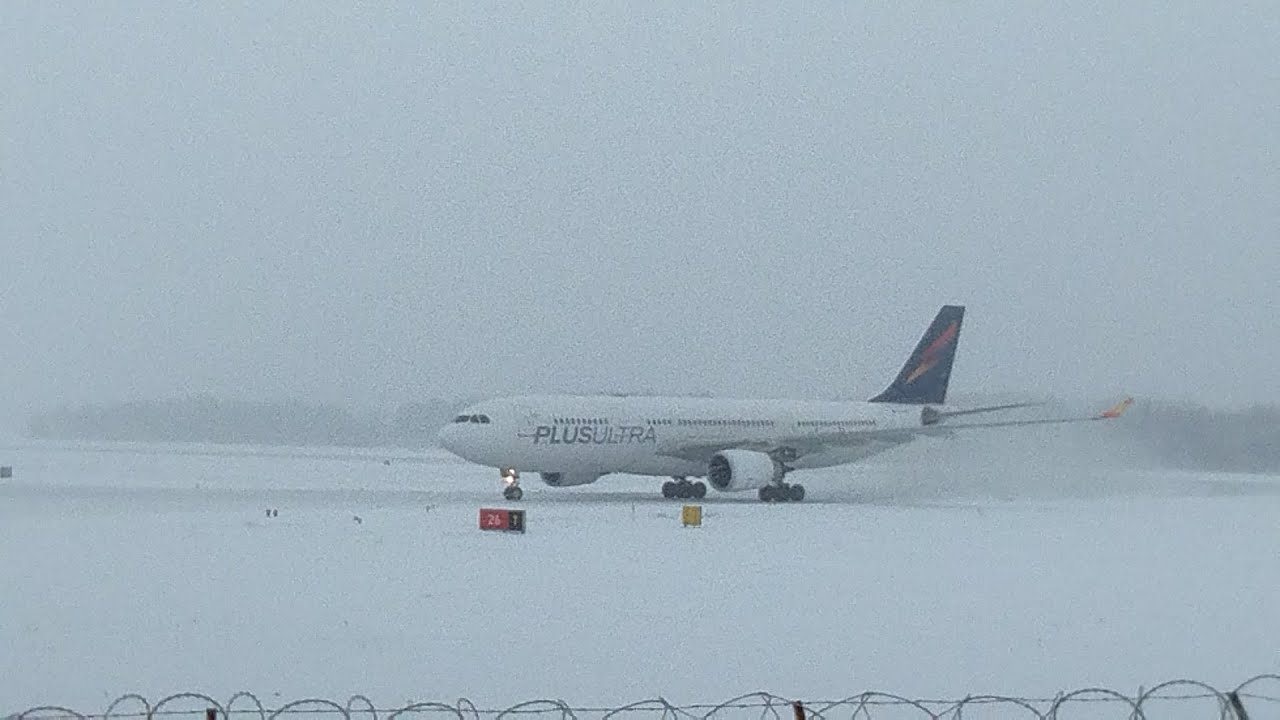 Katowice Airport Rarity landing Airbus A330 Plus Ultra from Porlamar ( Margarita )  Venezuela.