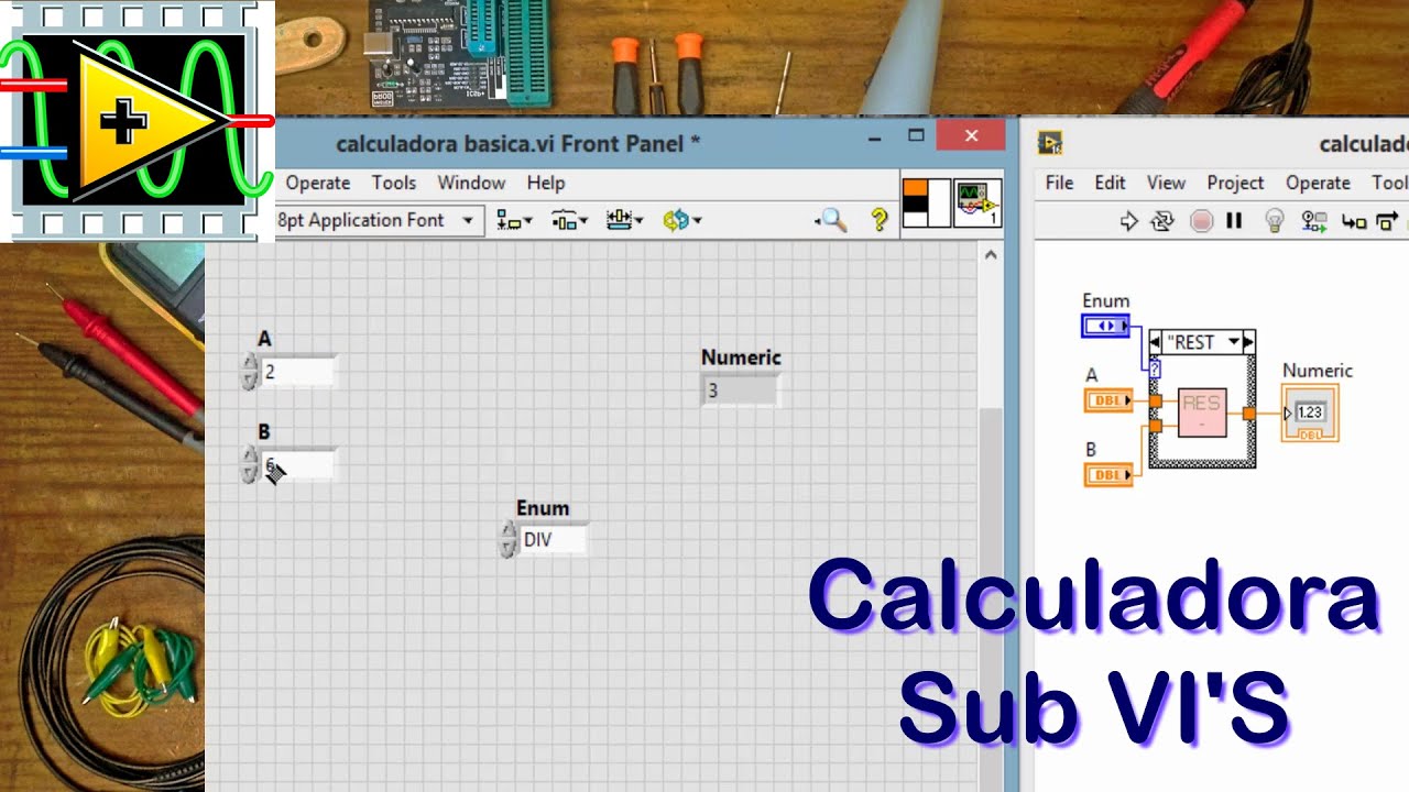 Calculadora bàsica LABVIEW / editor de iconos y subvis