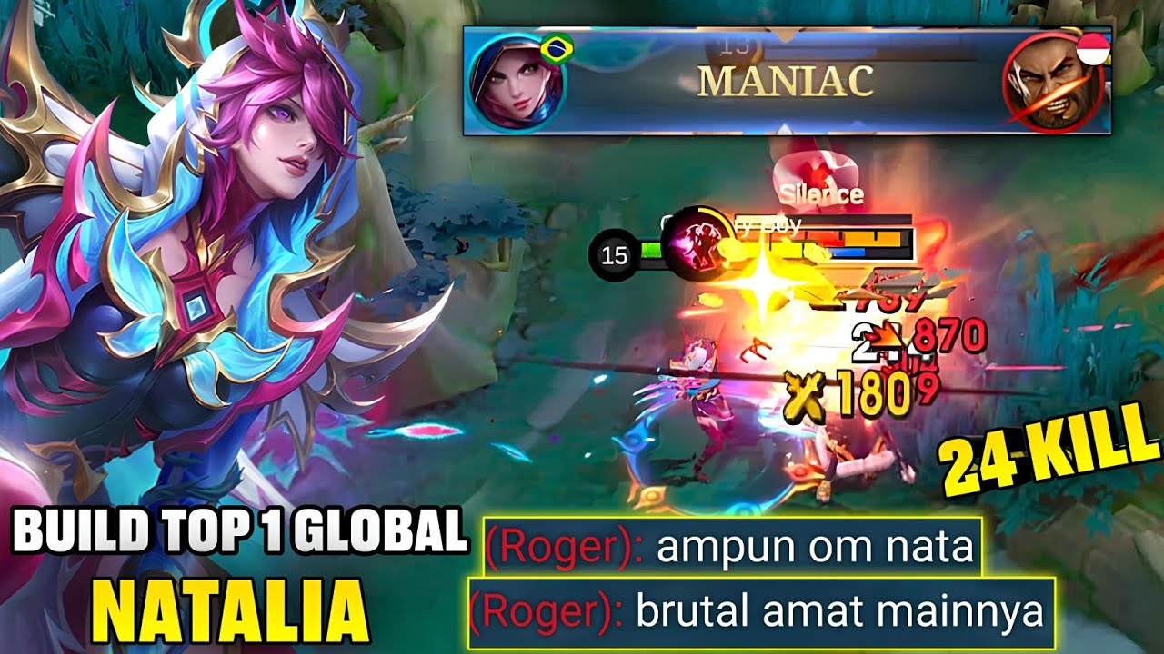 24 KILL+2× MANIAC!🔥 NATALIA BRUTAL CARRY SAAT TIM TERTEKAN! BUILD TOP 1 GLOBAL NATALIA - MLBB