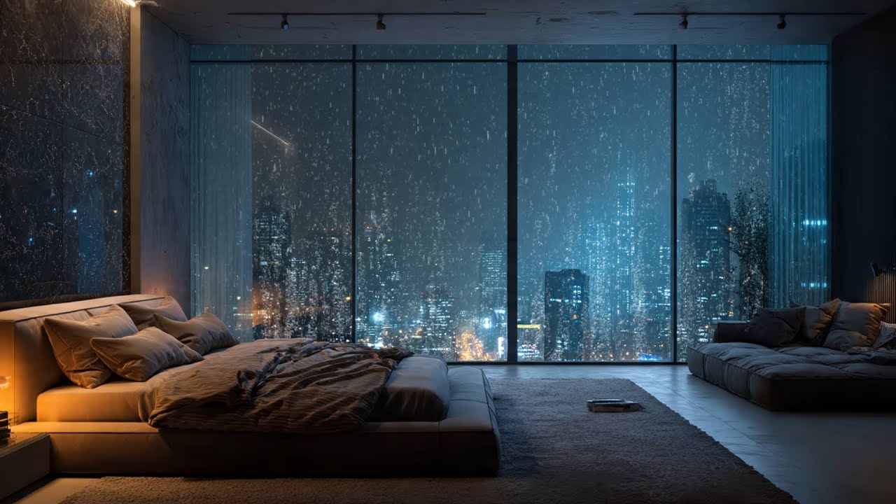 Rainy City Night Sounds 🌧️ Cozy Bedroom for Deep Relaxation