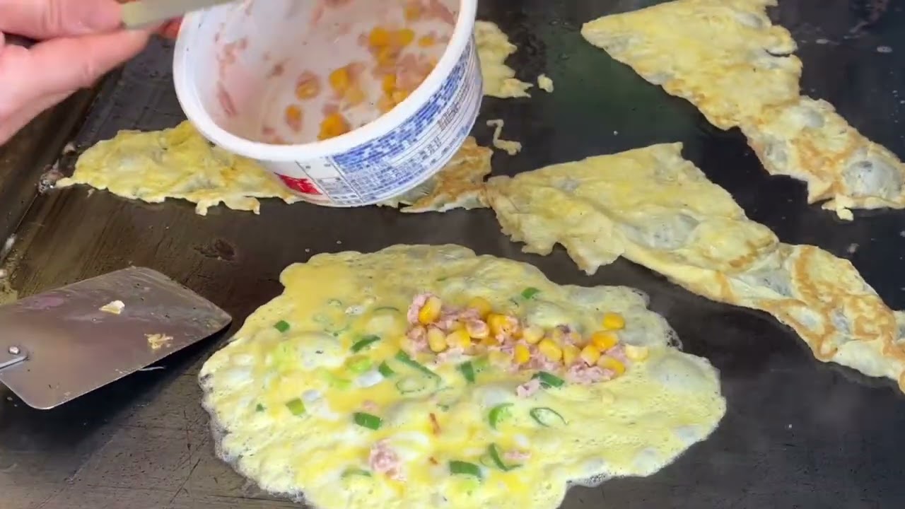 24年早餐老店煎台功力一流Taiwanese food scallion pancakes