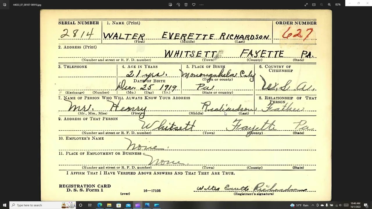 WWII Draft Card