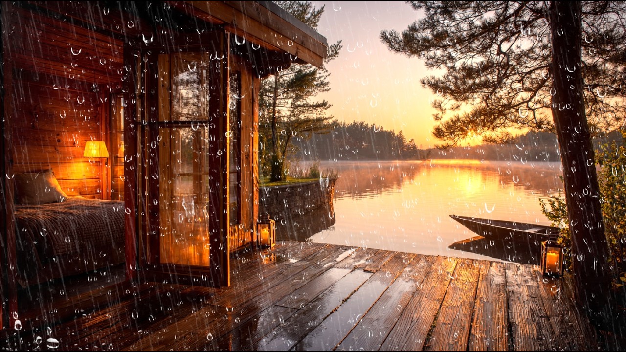 Peaceful Sunrise Rain on a Lake | Natural White Noise for Rest