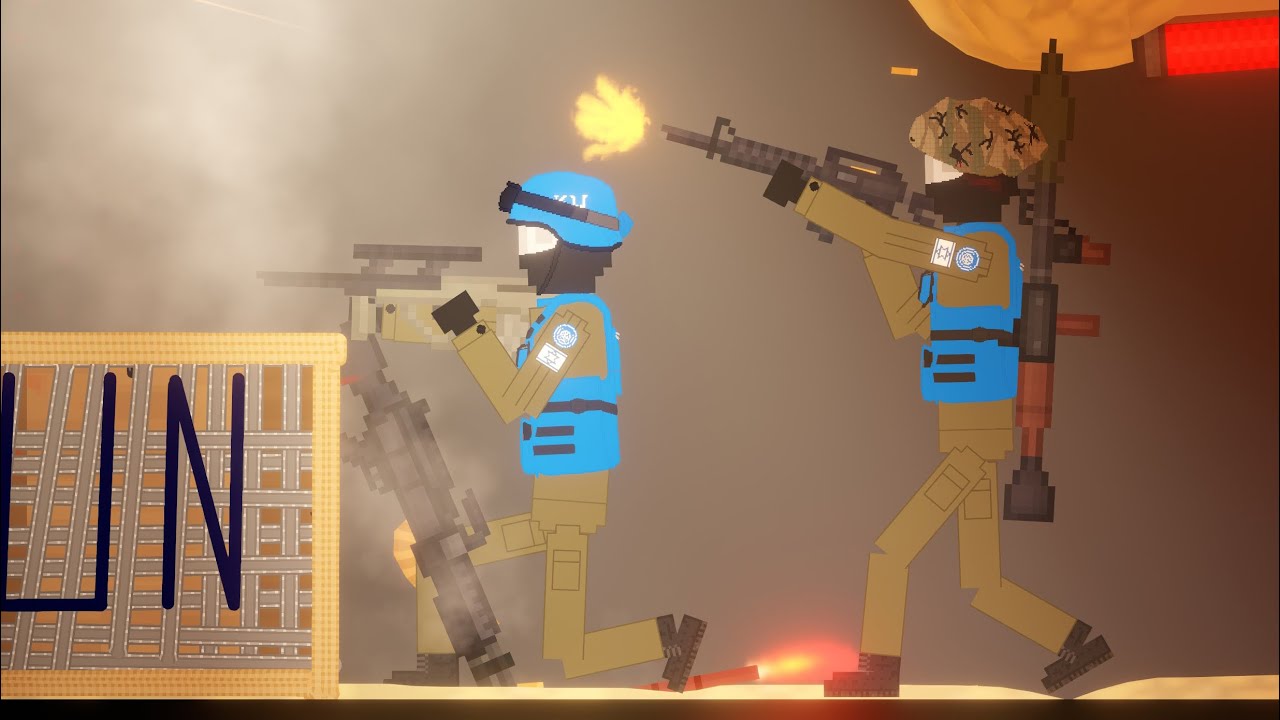 UN Soldiers Fight Bandits in People Playground