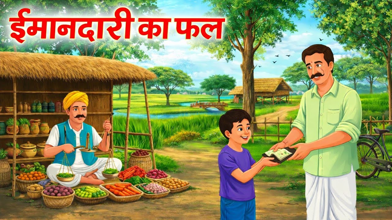 ईमानदारी का फल। Hindi kahani। Moral stories। Hindi Cartoon story। Hindi stories। Kahani।