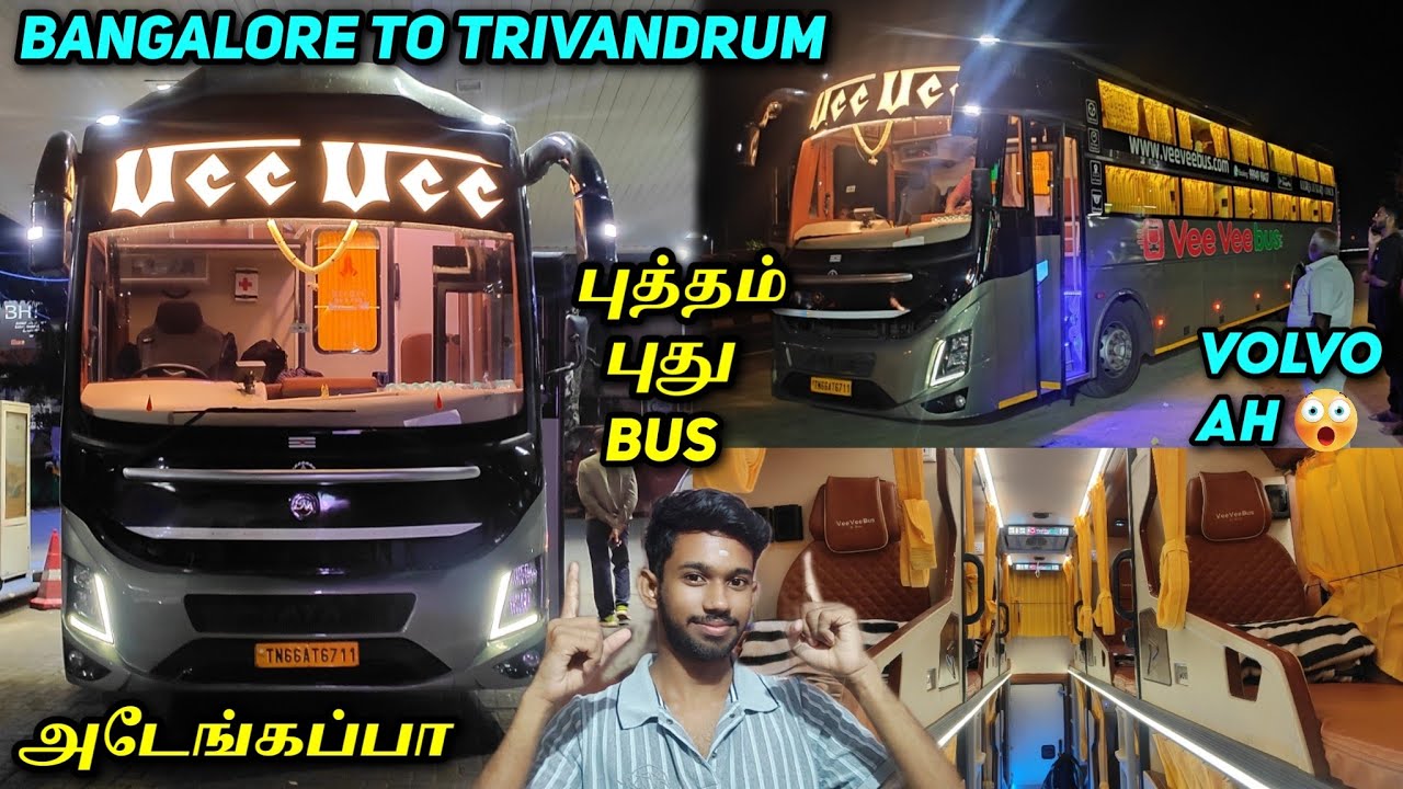 🤩VEE VEE BUS!! Bangalore to Trivandrum Bus Travel Review!! TATA Bs6 Damodar Built!!