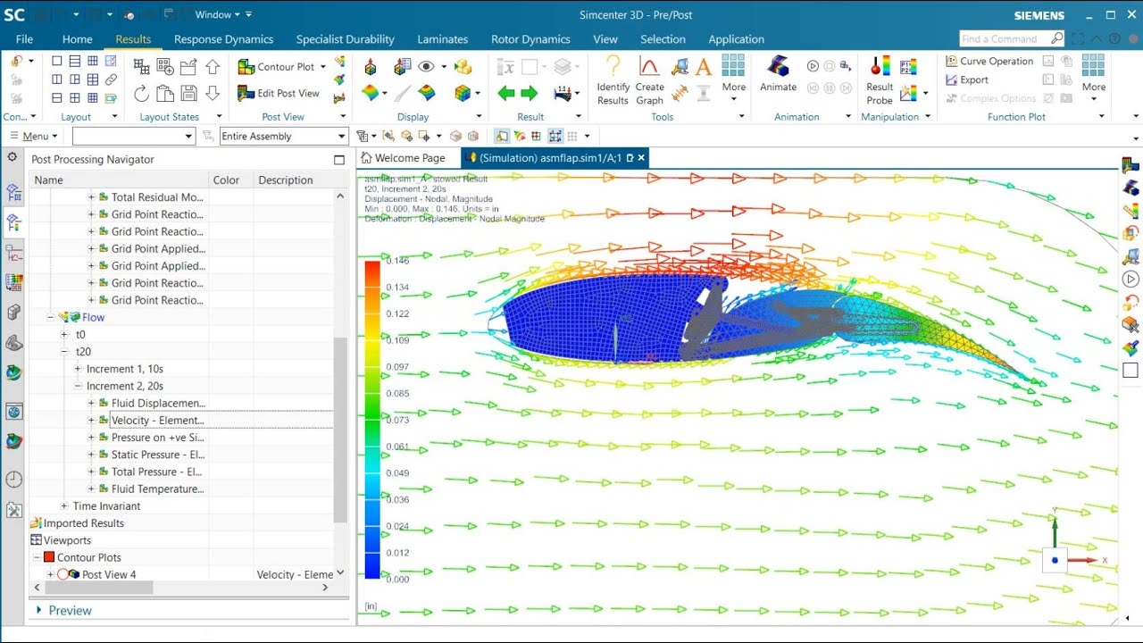 Simcenter 3D Multiphysics Coupled Fluid Structure Interaction Demonstration of a Wing Flap Assembly