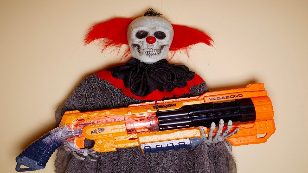 Nerf War: Battle with the Creepy Flying Clown